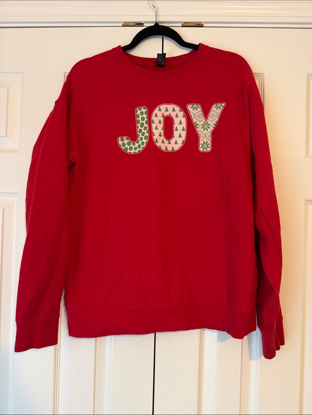 Red JOY Appliqué Holiday Sweatshirt